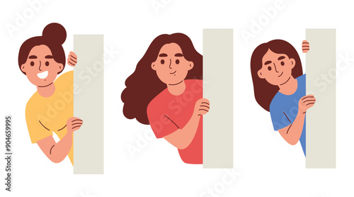 Woman Peeking Look Curious about Something