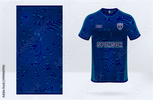 Navy blue sports jersey design template with nice pattern