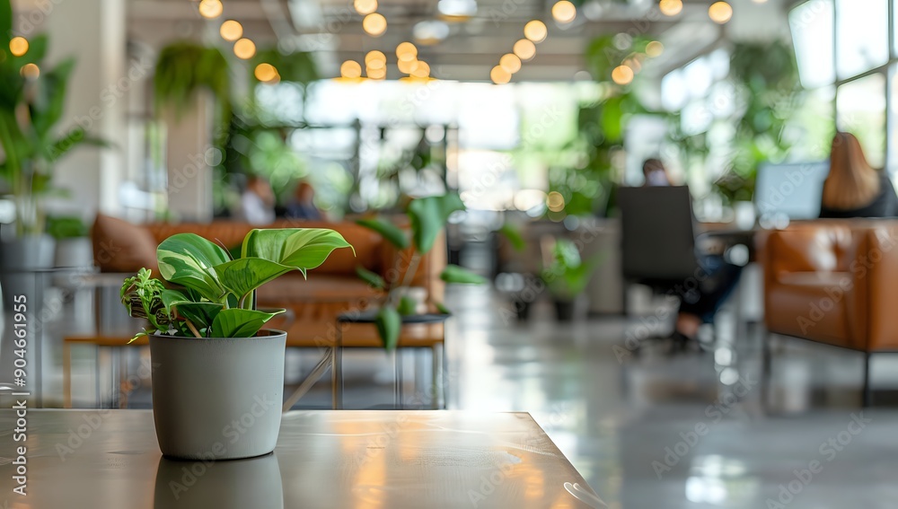 Green Office Space with Plants and Natural Light Green Office Space with Plants and Natural Light