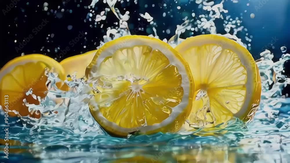 lemon in water splash