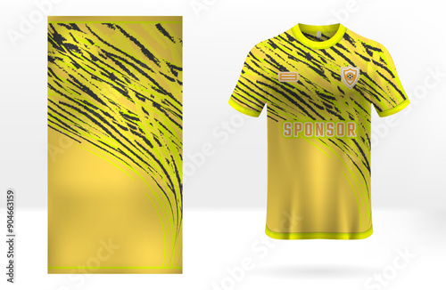 Yellow sports jersey design template with nice pattern