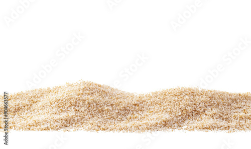 A white background with a pile of sand on it. The sand is scattered and uneven, giving the impression of a beach or desert