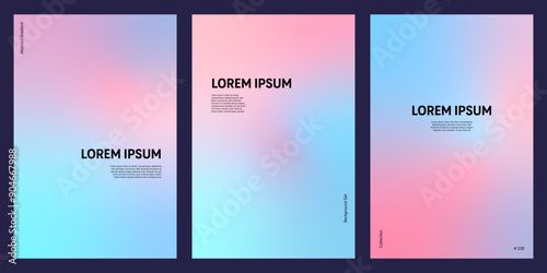Abstract gradient background set blending pastel pink and blue hues with copy space for edit and design