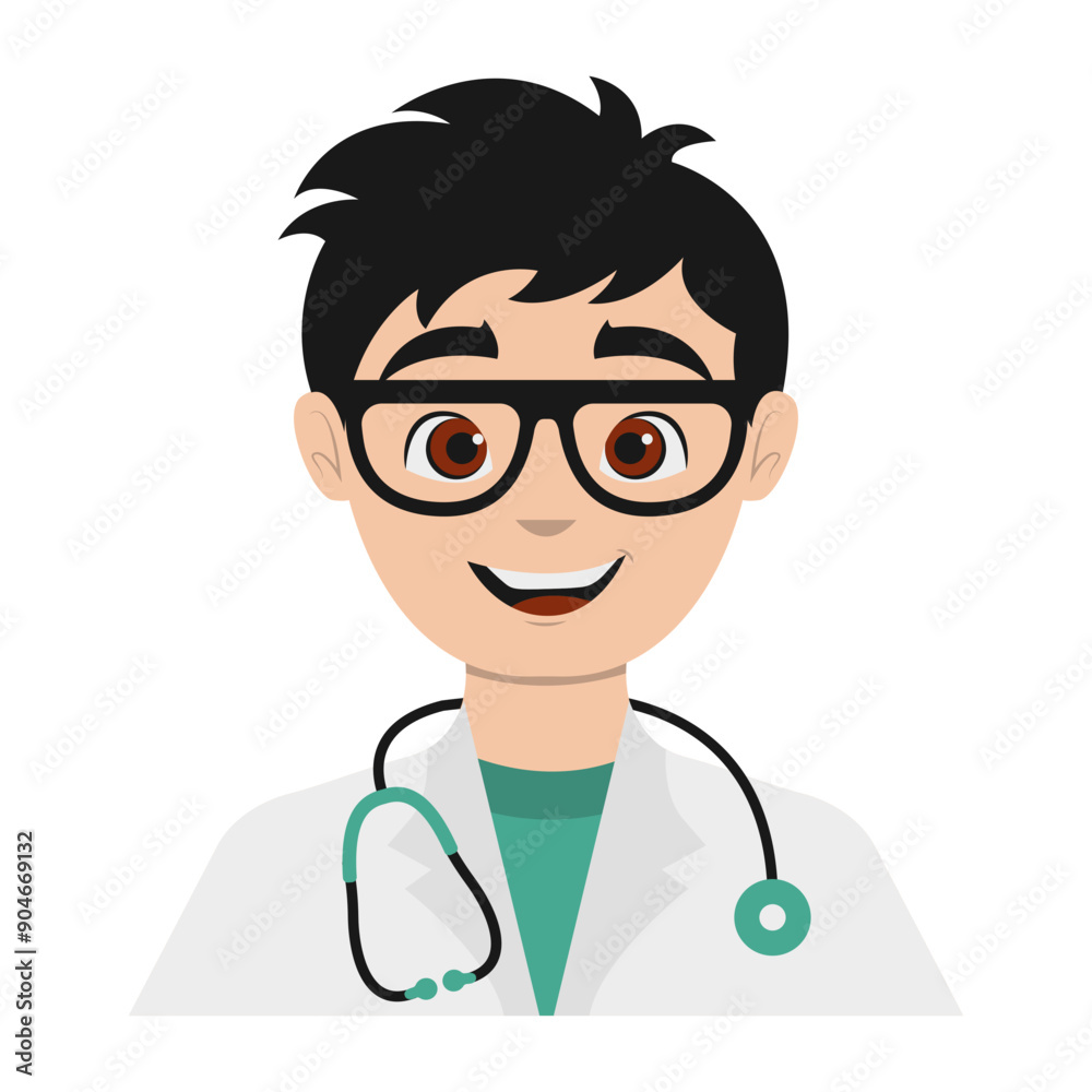 Male Medical Staff Avatar Illustration Isolated on White Background. Vector Character in Cartoon Design Male Medical Staff Avatar Illustration Isolated on White Background. Vector Character in Cartoon Design