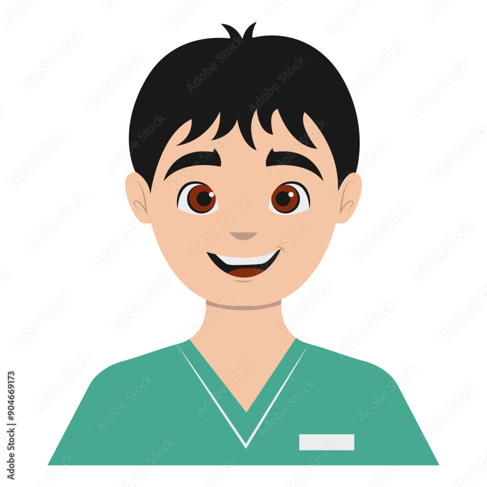 Male Medical Staff Avatar Illustration Isolated on White Background. Vector Character in Cartoon Design Male Medical Staff Avatar Illustration Isolated on White Background. Vector Character in Cartoon Design