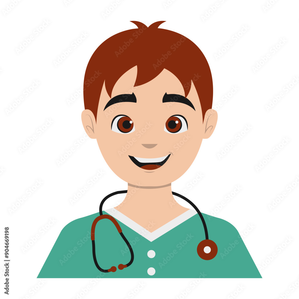 Male Medical Staff Avatar Illustration Isolated on White Background. Vector Character in Cartoon Design Male Medical Staff Avatar Illustration Isolated on White Background. Vector Character in Cartoon Design