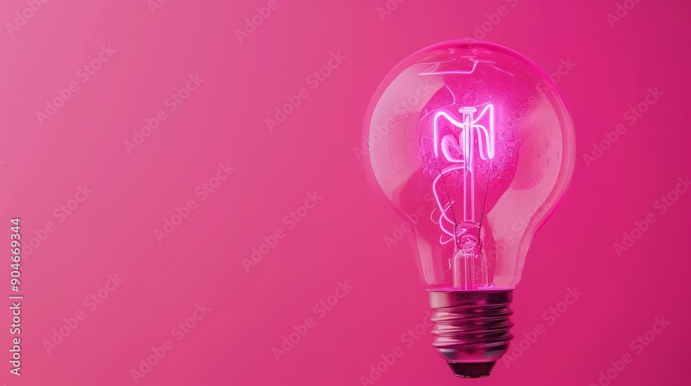 Illuminated Lightbulb on a Pink Background Illuminated Lightbulb on a Pink Background