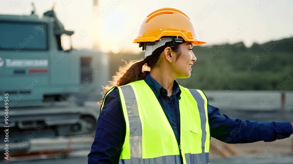 Female Construction Worker at Sunset Female Construction Worker at Sunset