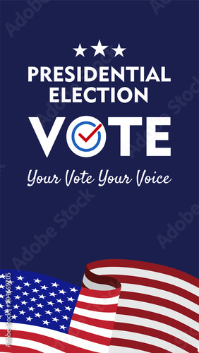 USA 2024 Presidential Elections Event Banner, background, poster, and social media story design. Vote day 5 Nov 