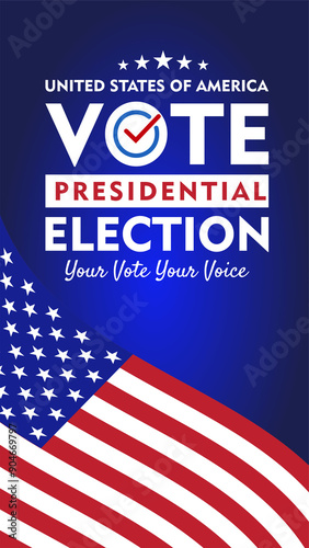 USA 2024 Presidential Elections Event Banner, background, poster, and social media story design. Vote day 5 Nov 