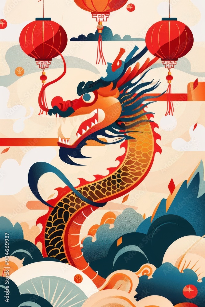 Majestic Chinese Dragon in Traditional Art Majestic Chinese Dragon in Traditional Art