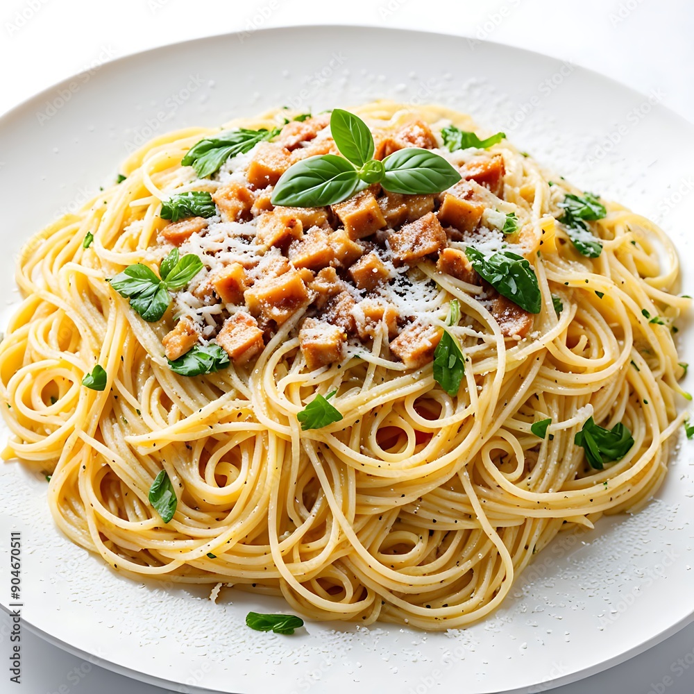 Spaghetti with Basil, Parmesan, and Crispy Bacon Spaghetti with Basil, Parmesan, and Crispy Bacon
