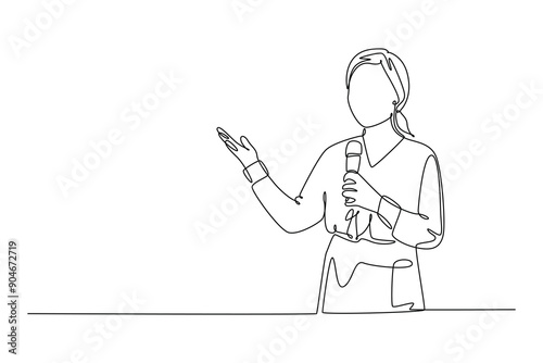 Business meeting, negotiation concept. Single line draw design vector graphic illustration.