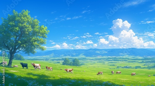 牛がいる牧場の風景8