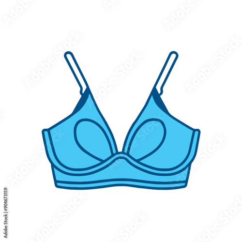 Female blue bra icon on white background 