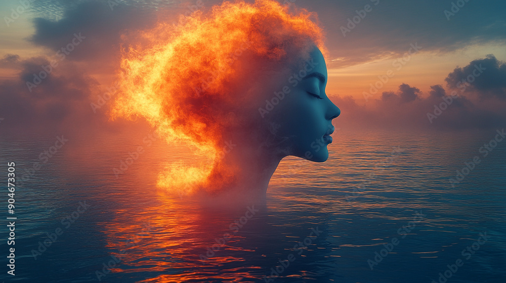 human head outline filled with a serene landscape symbolizes harmony between mind and nature. The transparent effect reflects the openness of thoughts and the interconnectedness of the environment human head outline filled with a serene landscape symbolizes harmony between mind and nature. The transparent effect reflects the openness of thoughts and the interconnectedness of the environment