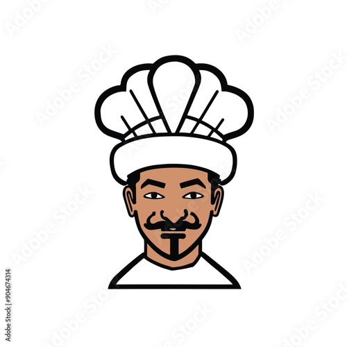 Professional restaurant chef icon on white background, flat vector