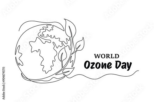 World Ozone Day concept. Single line draw design vector graphic illustration.