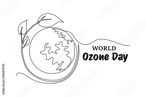 World Ozone Day concept. Single line draw design vector graphic illustration.