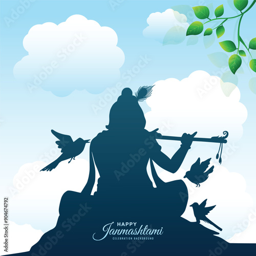 Shree krishna janmashtami festival card background
