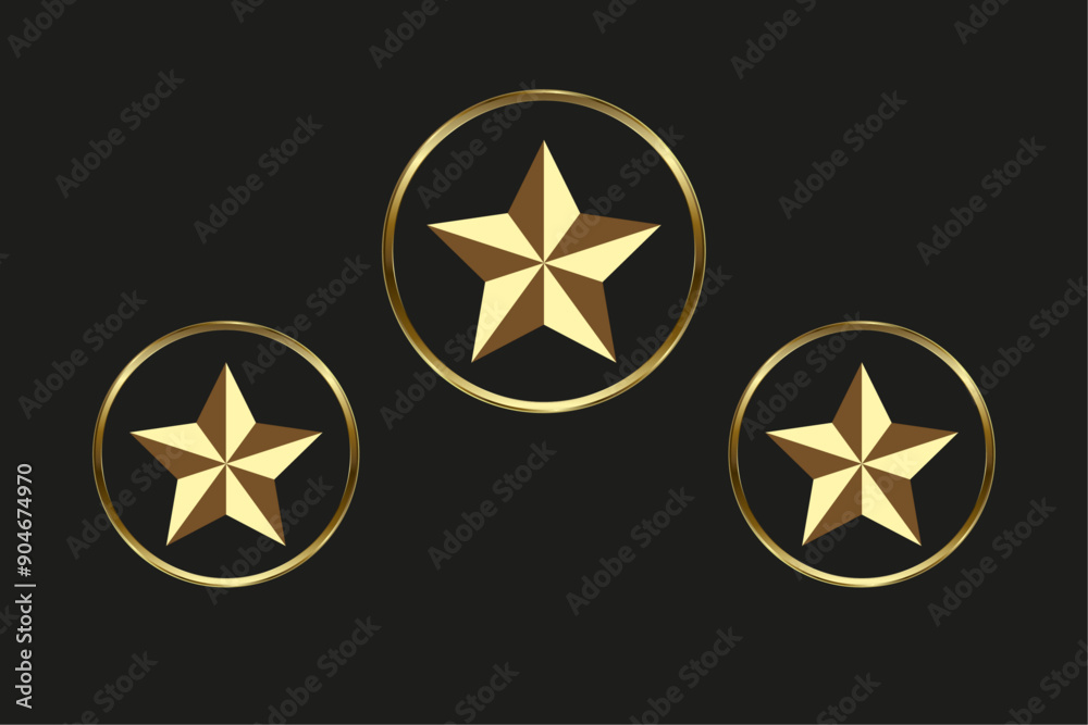 Top three Luxury Stars in a circle premium vector, Gold, top value of Vector Sign Illustration in black background with golden corlor box Top three Luxury Stars in a circle premium vector, Gold, top value of Vector Sign Illustration in black background with golden corlor box