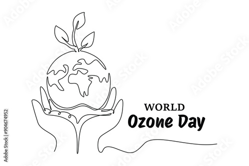 World Ozone Day concept. Single line draw design vector graphic illustration.