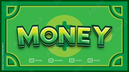 Green Money Editable Text Effect with Money Background