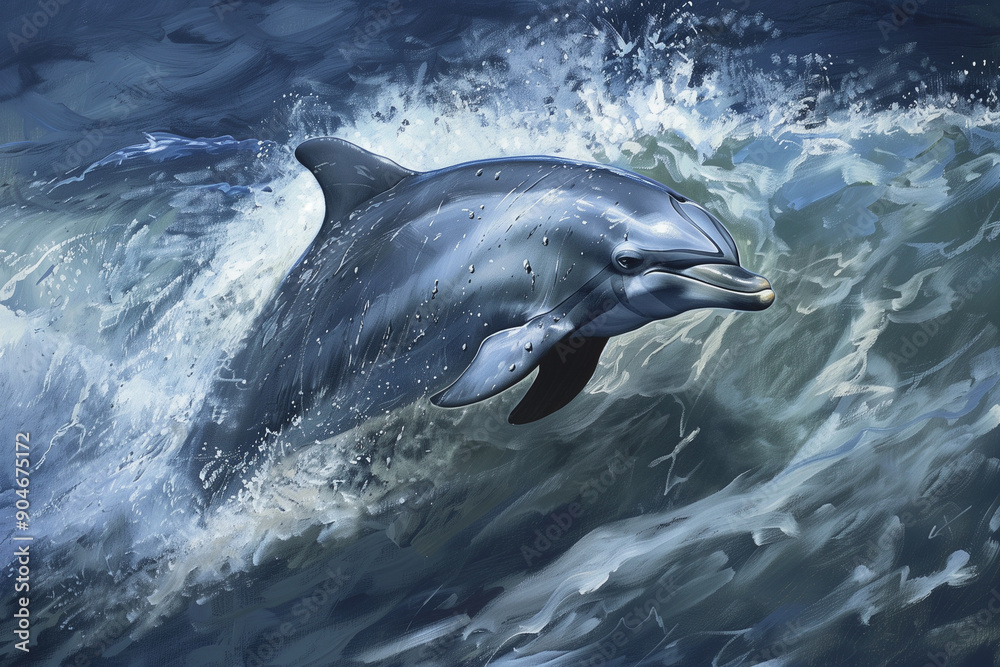 Fototapeta premium dolphin is jumping out of the water