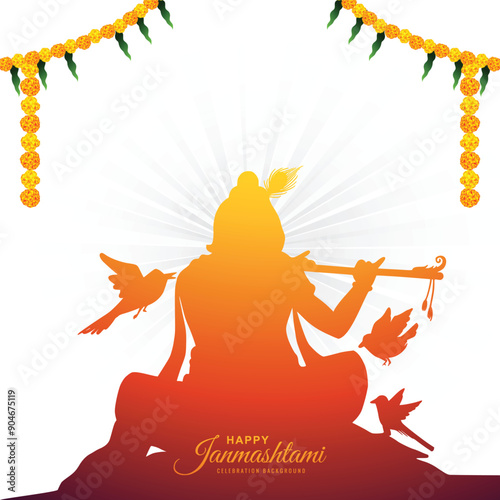 Shree krishna janmashtami festival card background