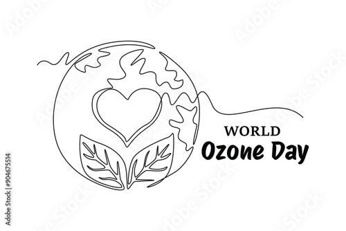 World Ozone Day concept. Single line draw design vector graphic illustration.