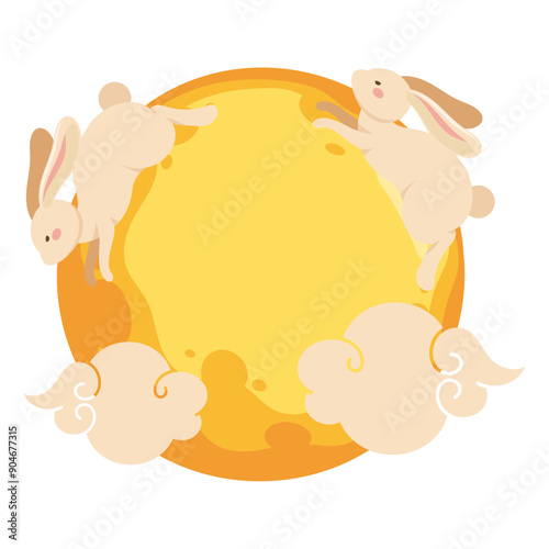mid autumn festival cute rabbits in moon
