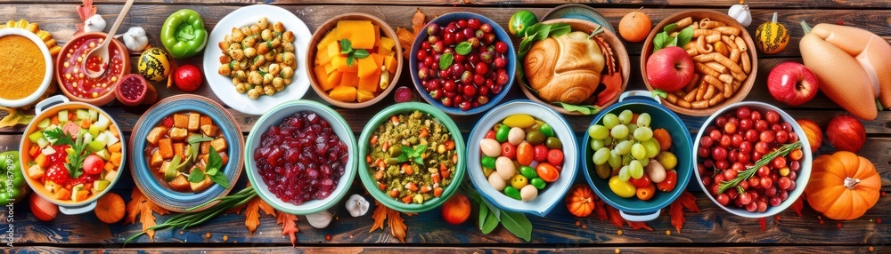 a Thanksgiving dinner table featuring a diverse range of ethnic dishes and cultural decorations a Thanksgiving dinner table featuring a diverse range of ethnic dishes and cultural decorations