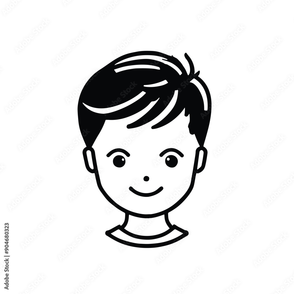 Cartoon kid head icon isolated on white background Cartoon kid head icon isolated on white background