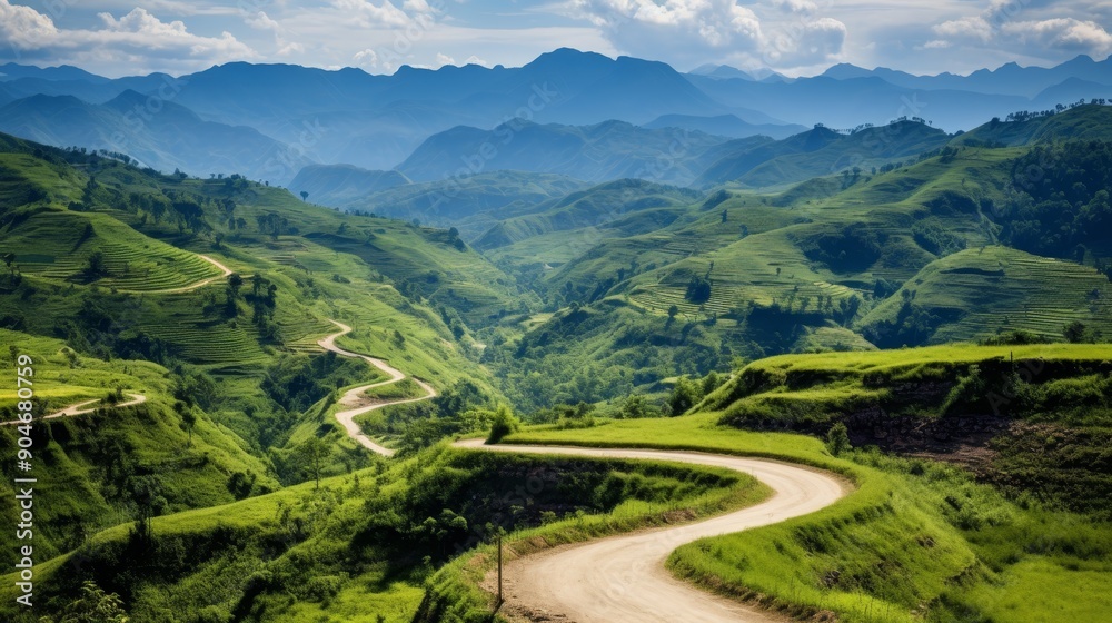 custom made wallpaper toronto digitalThe winding road to a green mountain paradise