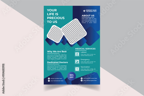 MORDERN UNIQUE MEDICAL HEALTH CARE FLYER DESIGN TEMPLATE