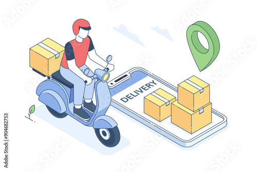 Delivery Isometric, Person delivering a package