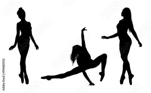 baile, danza, silueta, bailarina, danza ritmica, silueta, deporte, ballet, vector, ballet, movimiento
