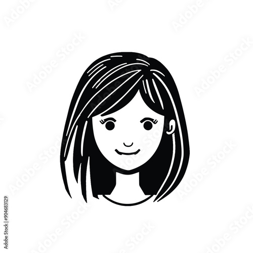 Girl hair styling icon on white background