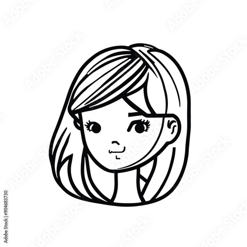 Girl hair styling icon on white background