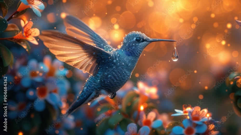 Hummingbird with Dewdrop Hummingbird with Dewdrop