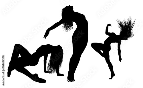 baile, danza, silueta, bailarina, danza ritmica, silueta, deporte, ballet, vector, ballet, movimiento

