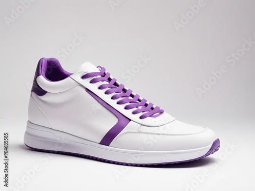 modern sports shoes, purple white sneakers isolated on white background.