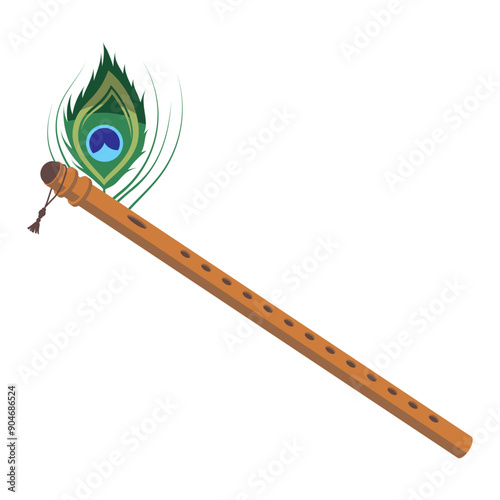 flute with peacock feathers