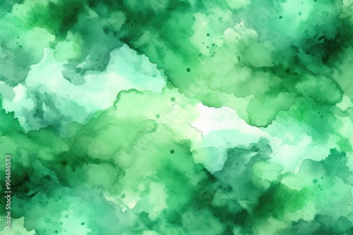 Abstract Green Watercolor Cloud Formation