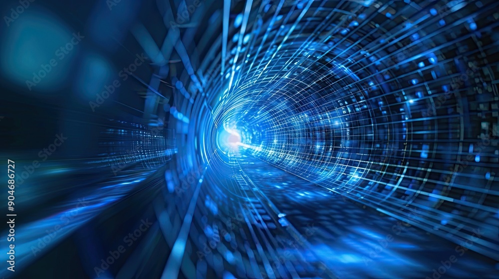Abstract digital tunnel with a bright light at the end Abstract digital tunnel with a bright light at the end