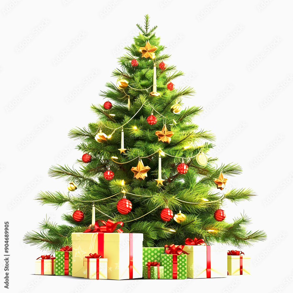 Decorated Christmas Tree with Presents Underneath Decorated Christmas Tree with Presents Underneath