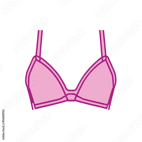 Female pink bra icon on white background