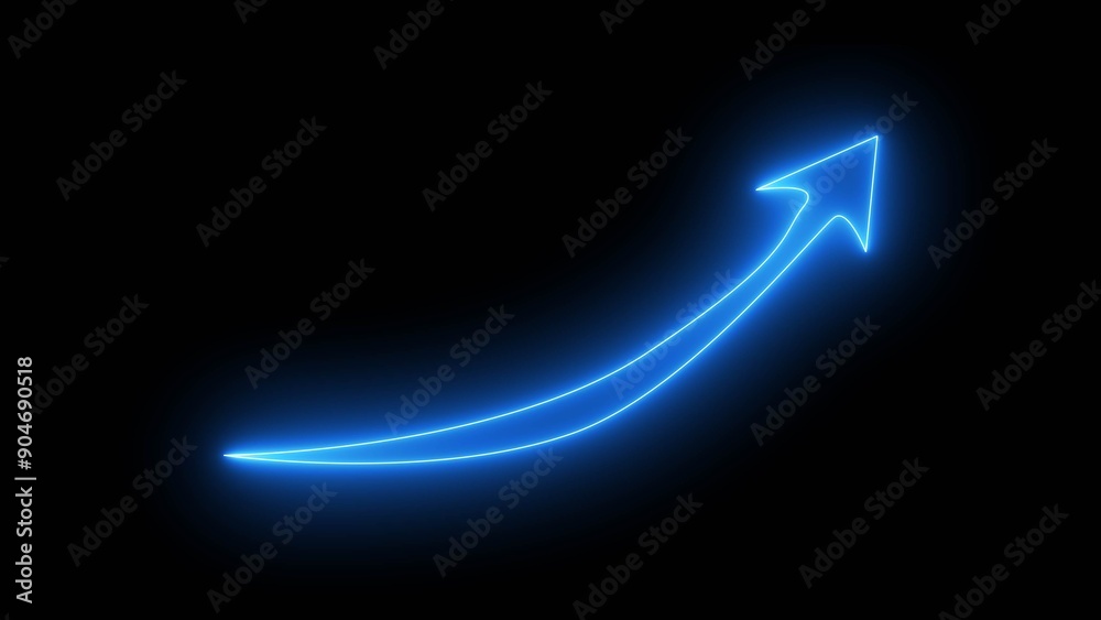 Neon business growth arrow icon seamless background 4k illustration Neon business growth arrow icon seamless background 4k illustration