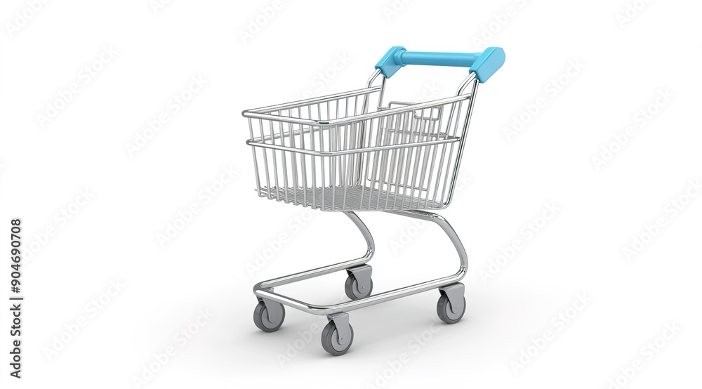 3D rendering of a simple shopping cart isolated on a white background 3D rendering of a simple shopping cart isolated on a white background