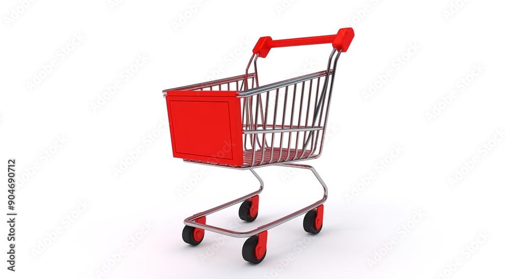 3D rendering of a simple shopping cart isolated on a white background 3D rendering of a simple shopping cart isolated on a white background